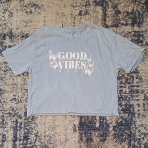 Organic Generation Women's 'Good Vibes Only' Graphic Tee Crop Top Size S